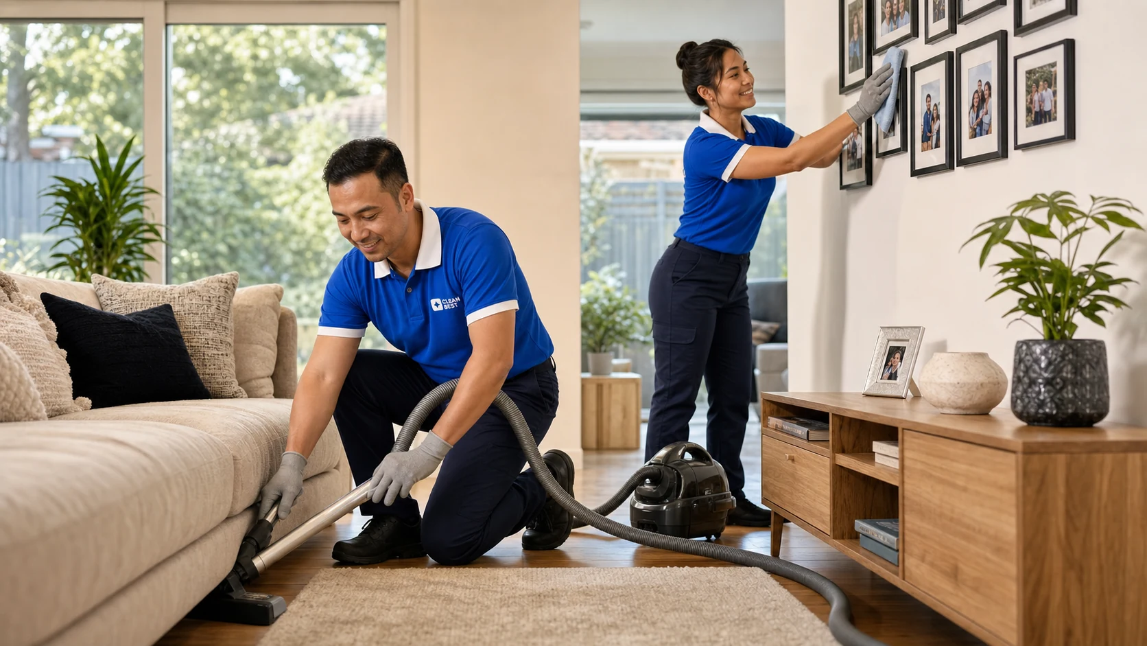 Clean Best cleaner wiping a kitchen benchtop during a regular home clean in a Parramatta apartment NSW
